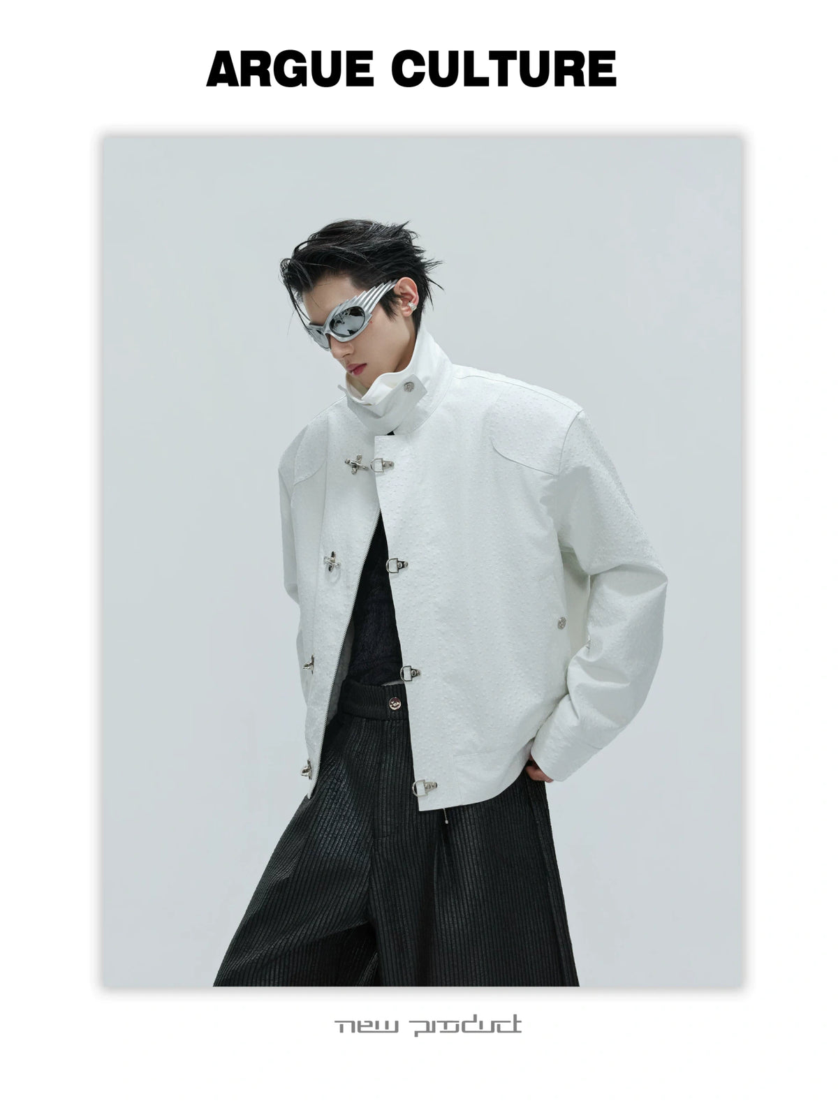 Ostrich Leather Padded Jacket with Flight Buckles - description image 8