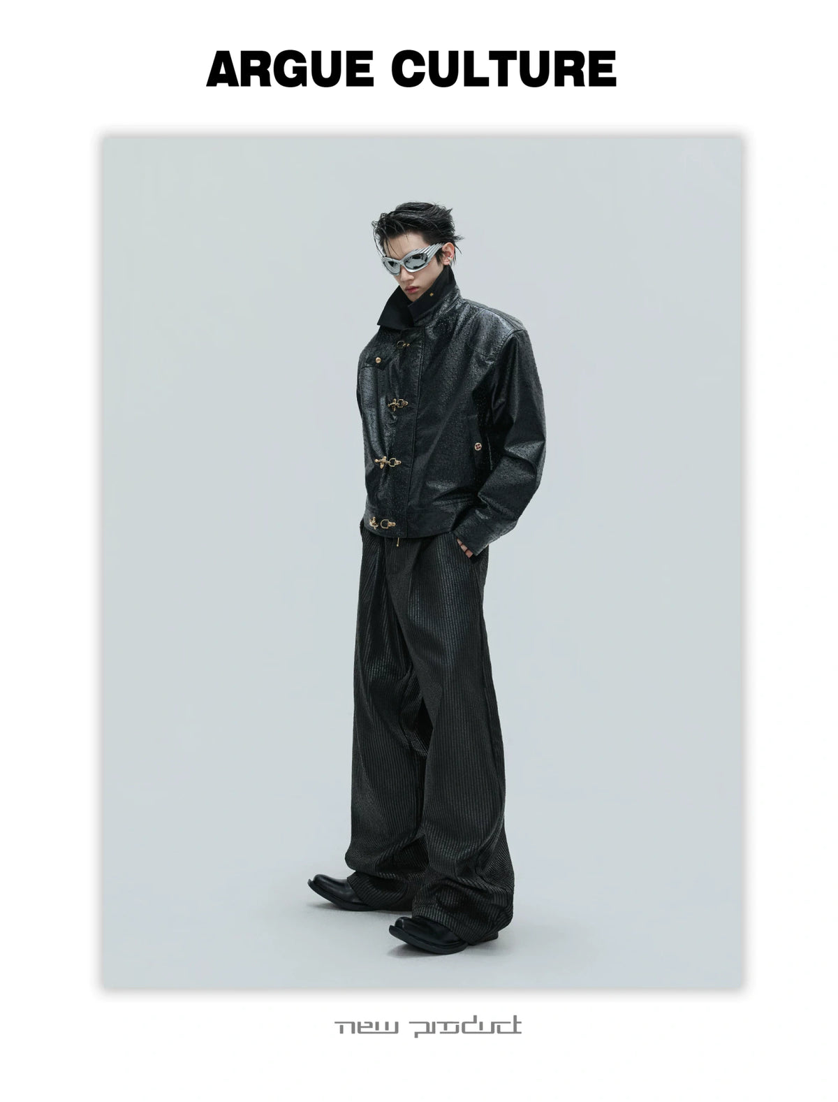 Ostrich Leather Padded Jacket with Flight Buckles - description image 12