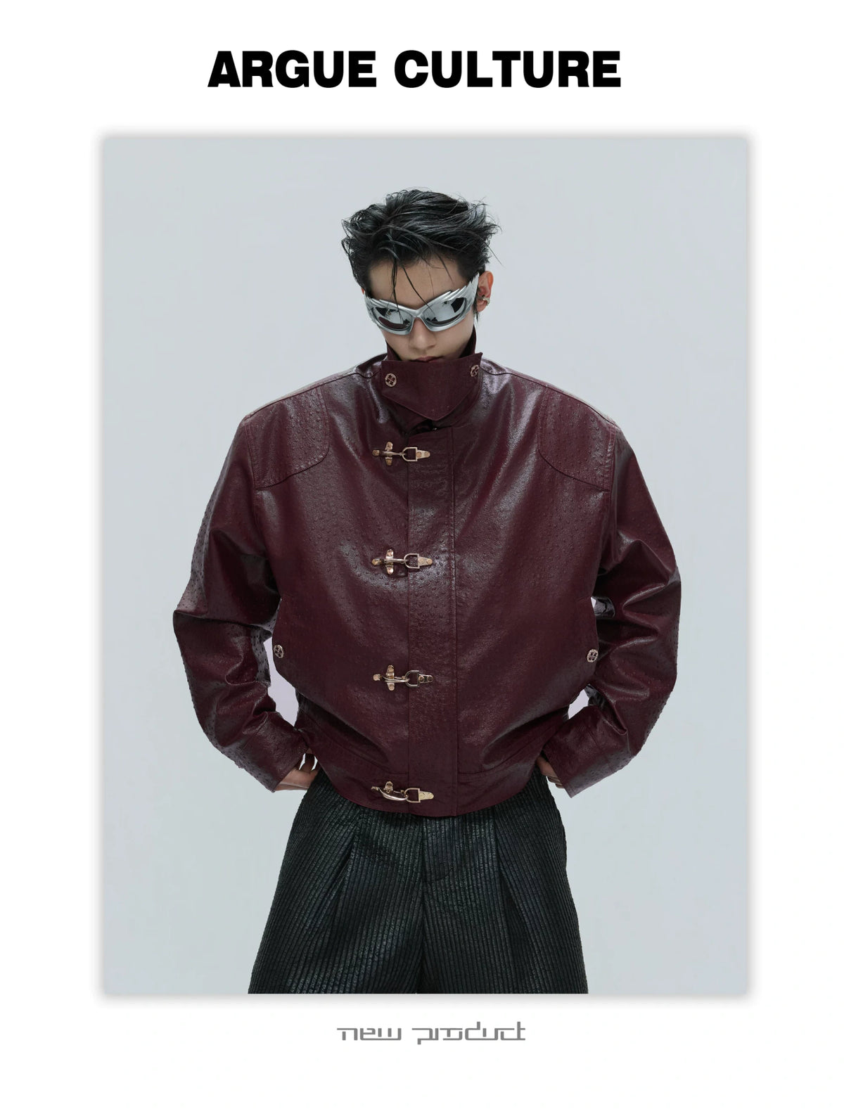 Ostrich Leather Padded Jacket with Flight Buckles - description image 15