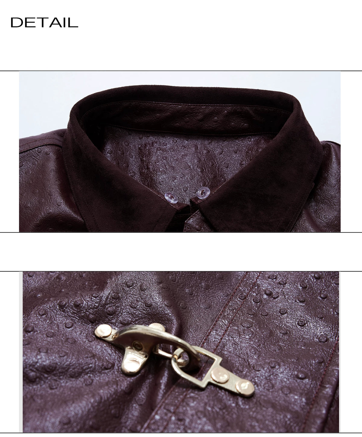 Ostrich Leather Padded Jacket with Flight Buckles - description image 19