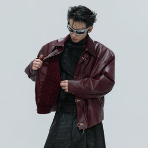 Ostrich Leather Padded Jacket with Flight Buckles - main image 3