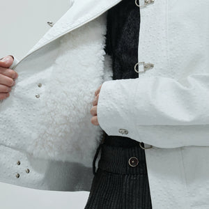 Ostrich Leather Padded Jacket with Flight Buckles - main image 4