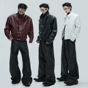 Ostrich Leather Padded Jacket with Flight Buckles - main image 5