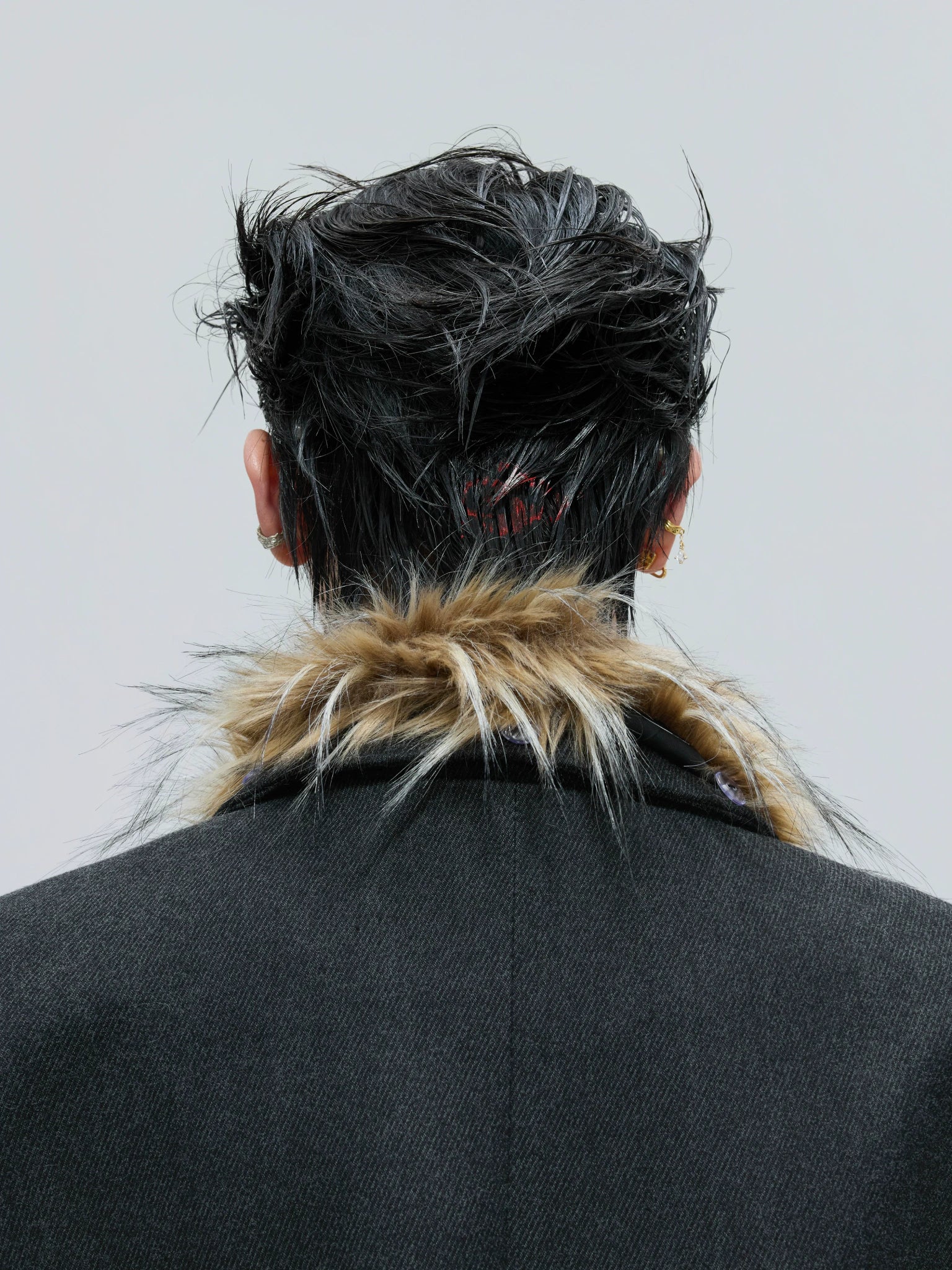 Detachable Fur-Collar Wool Suit Set in Black - main image 3