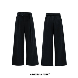 Detachable Fur-Collar Wool Suit Set in Black - Black Pants