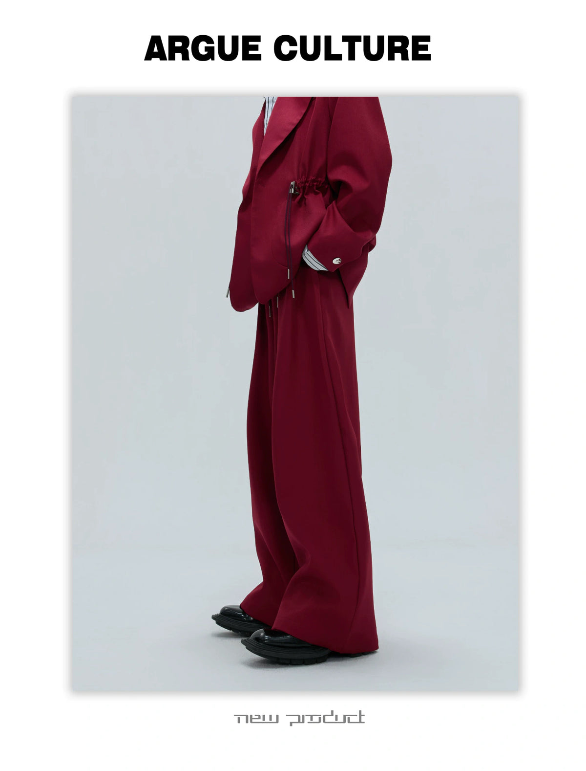 Asymmetric Wool-Blend Suit Jacket with Cinched Waist - description image 5