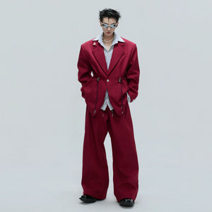 Asymmetric Wool-Blend Suit Jacket with Cinched Waist - main image 2