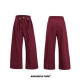 Asymmetric Wool-Blend Suit Jacket with Cinched Waist - Red Pants