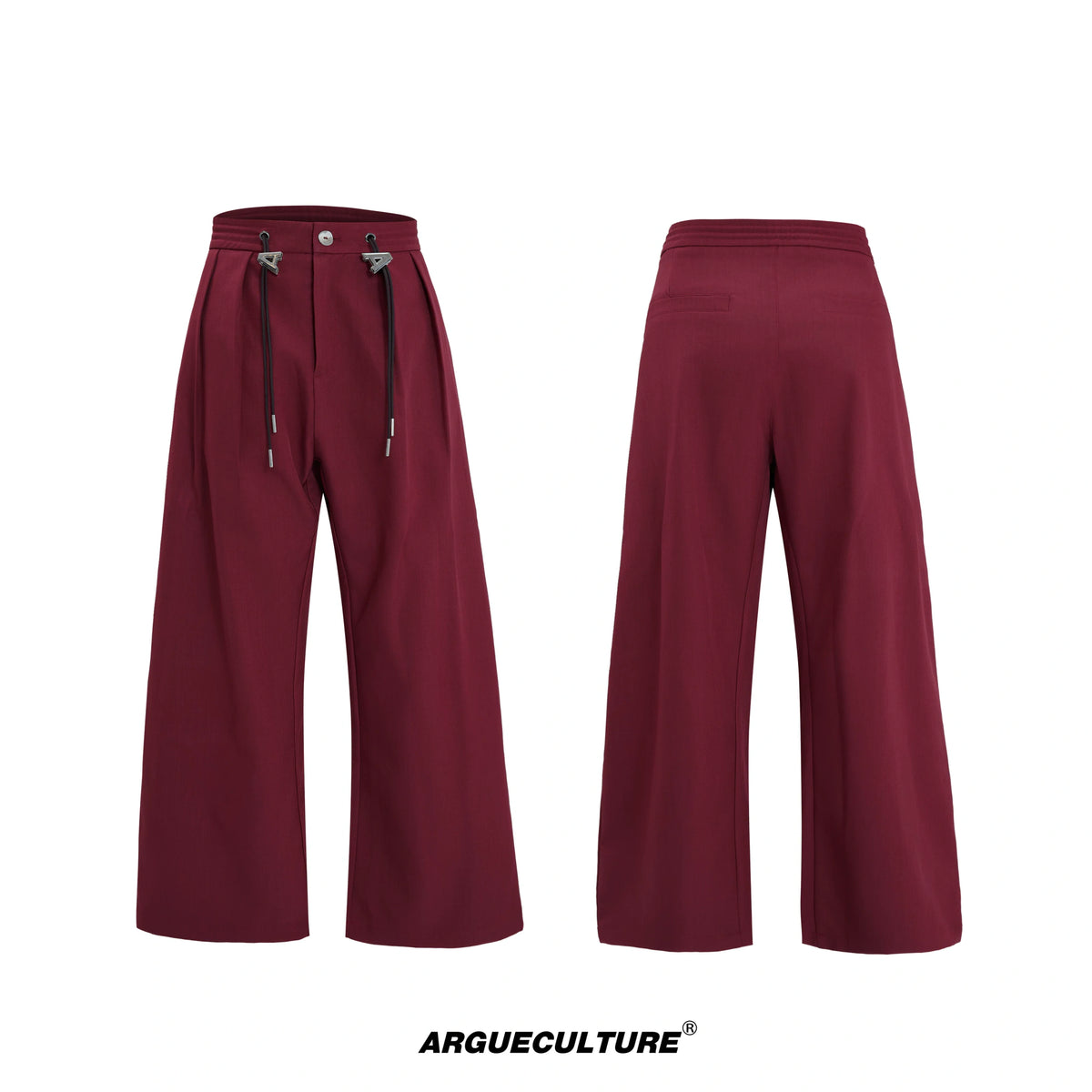 Asymmetric Wool-Blend Suit Jacket with Cinched Waist - Red Pants