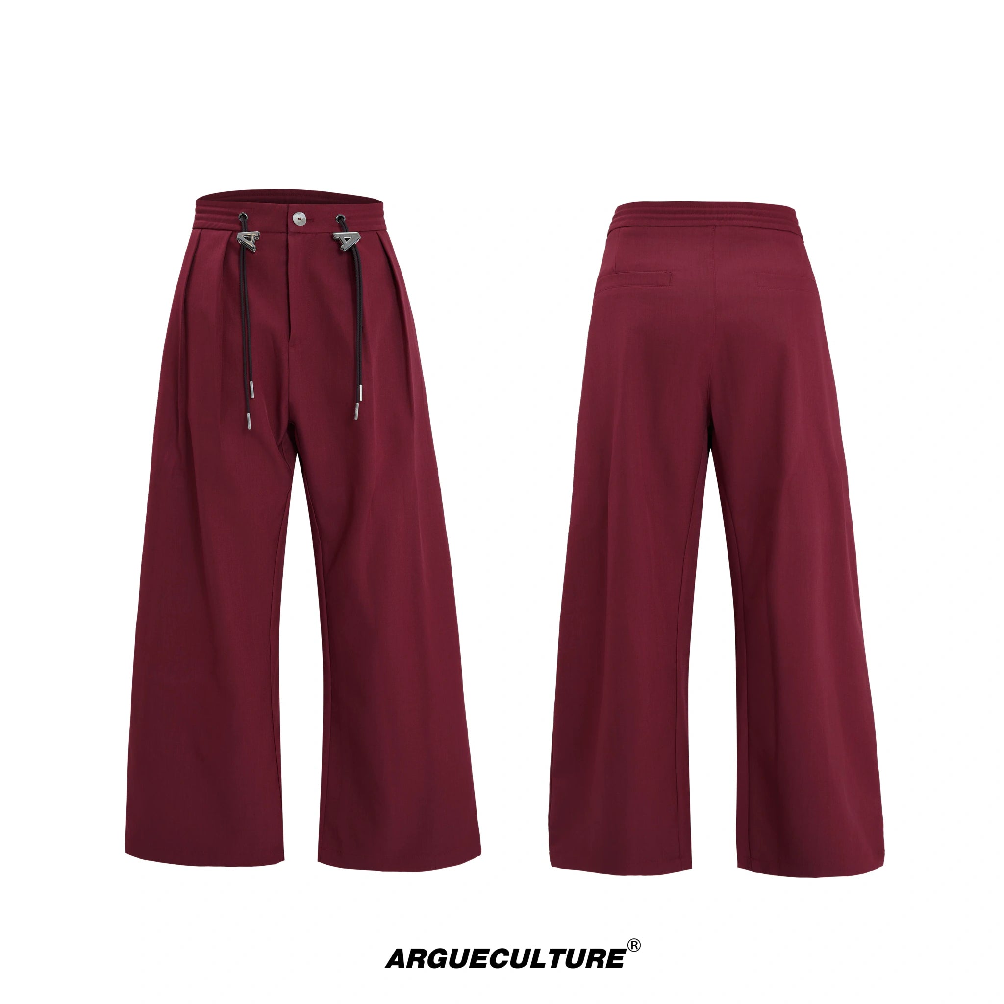 Asymmetric Wool-Blend Suit Jacket with Cinched Waist - Red Pants