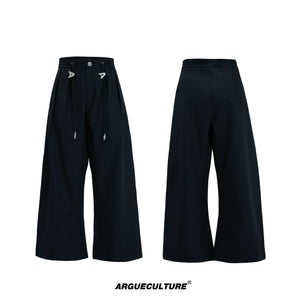Asymmetric Wool-Blend Suit Jacket with Cinched Waist - Black Pants