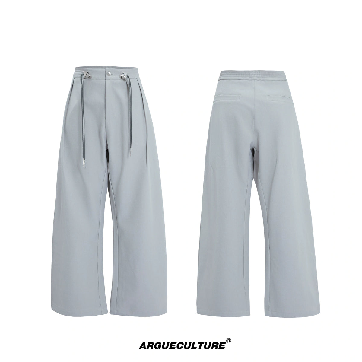 Asymmetric Wool-Blend Suit Jacket with Cinched Waist - White Pants