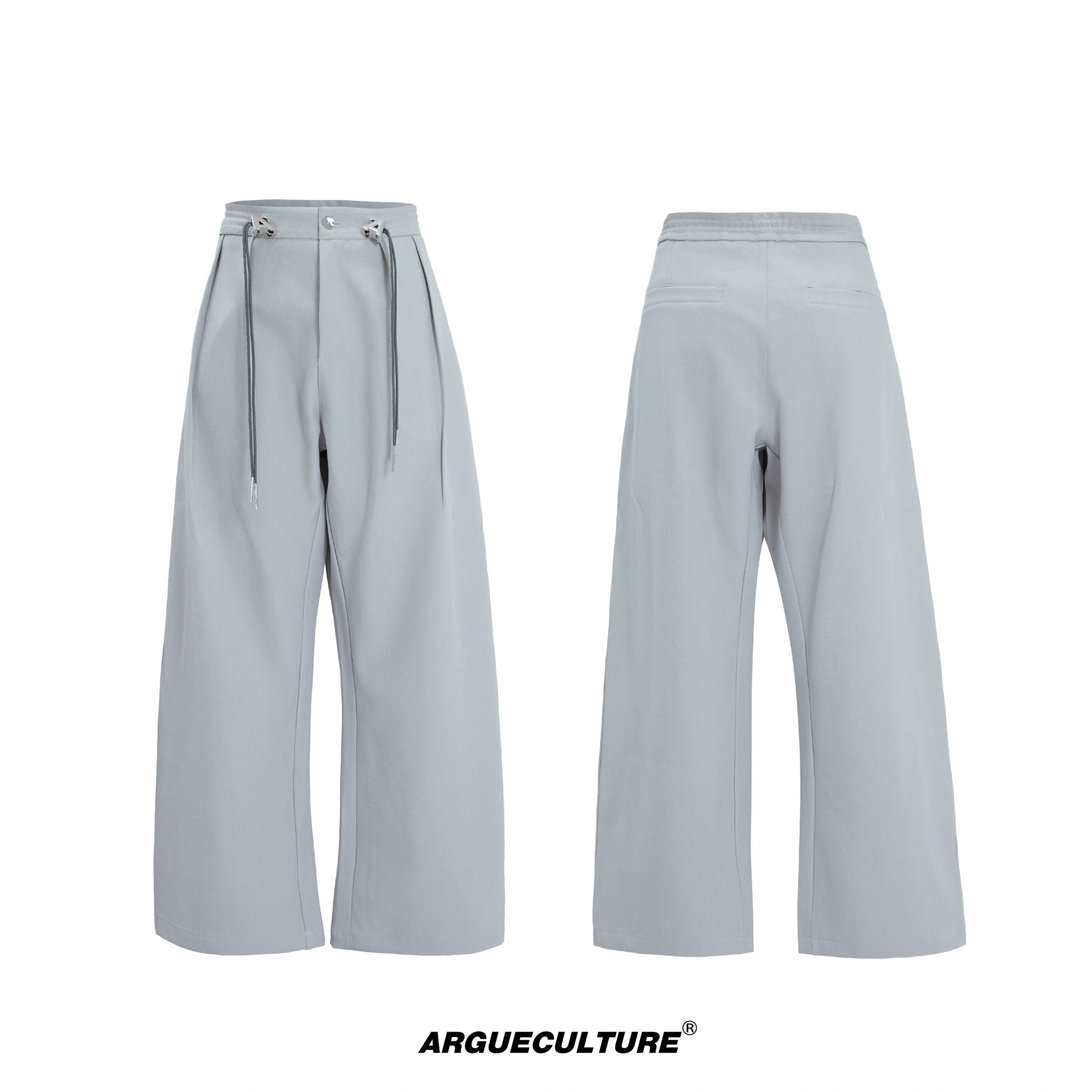 Asymmetric Wool-Blend Suit Jacket with Cinched Waist - White Pants