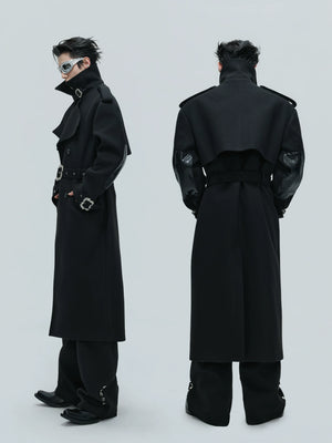 Croc-Texture Panel Relaxed Long Coat | Streetwear - main image 2
