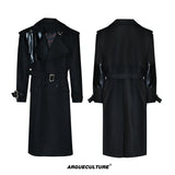 Croc-Texture Panel Relaxed Long Coat | Streetwear - Black Top