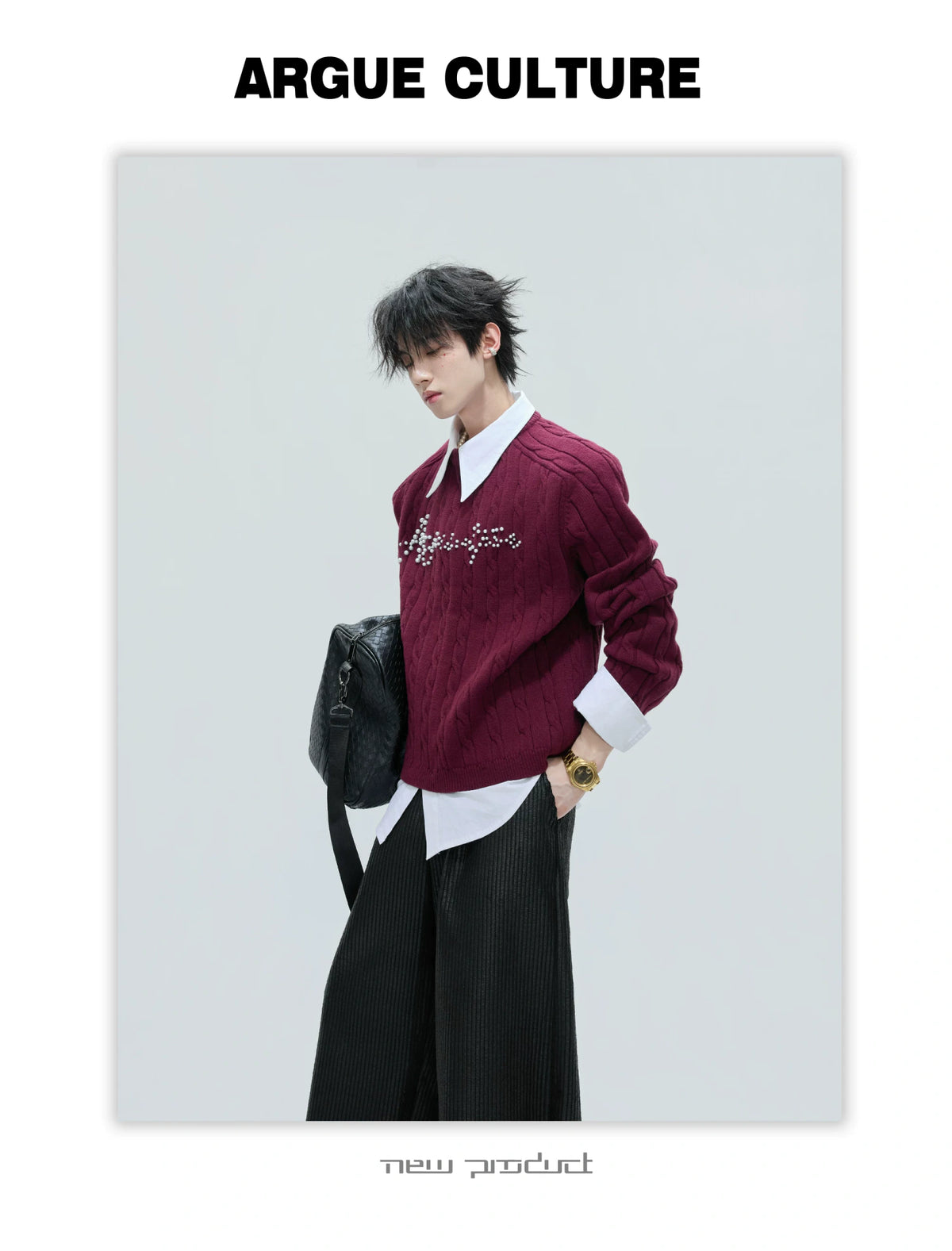 Pearl-Logo Two-Piece Wool-Blend Knit Sweater - description image 7