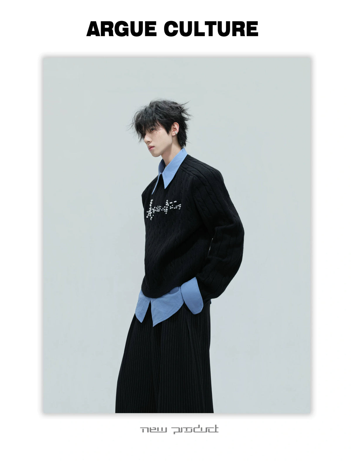 Pearl-Logo Two-Piece Wool-Blend Knit Sweater - description image 9