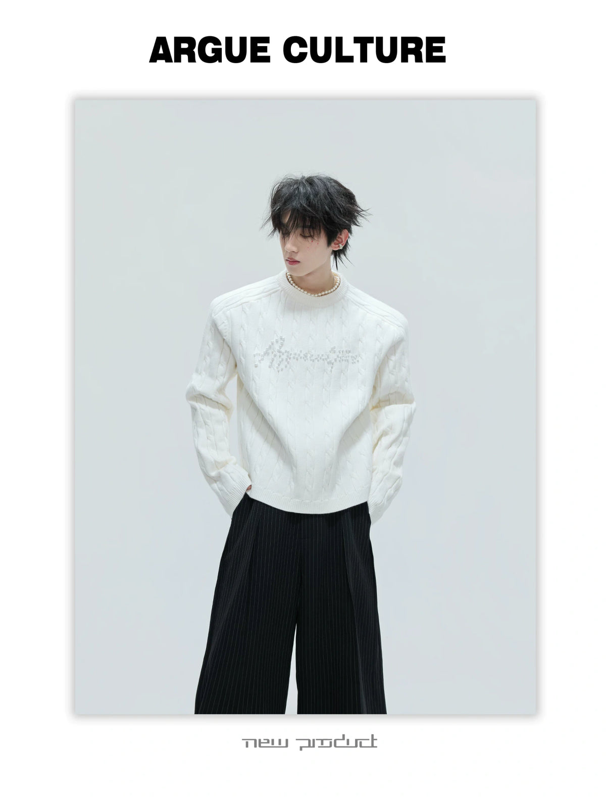 Pearl-Logo Two-Piece Wool-Blend Knit Sweater - description image 16