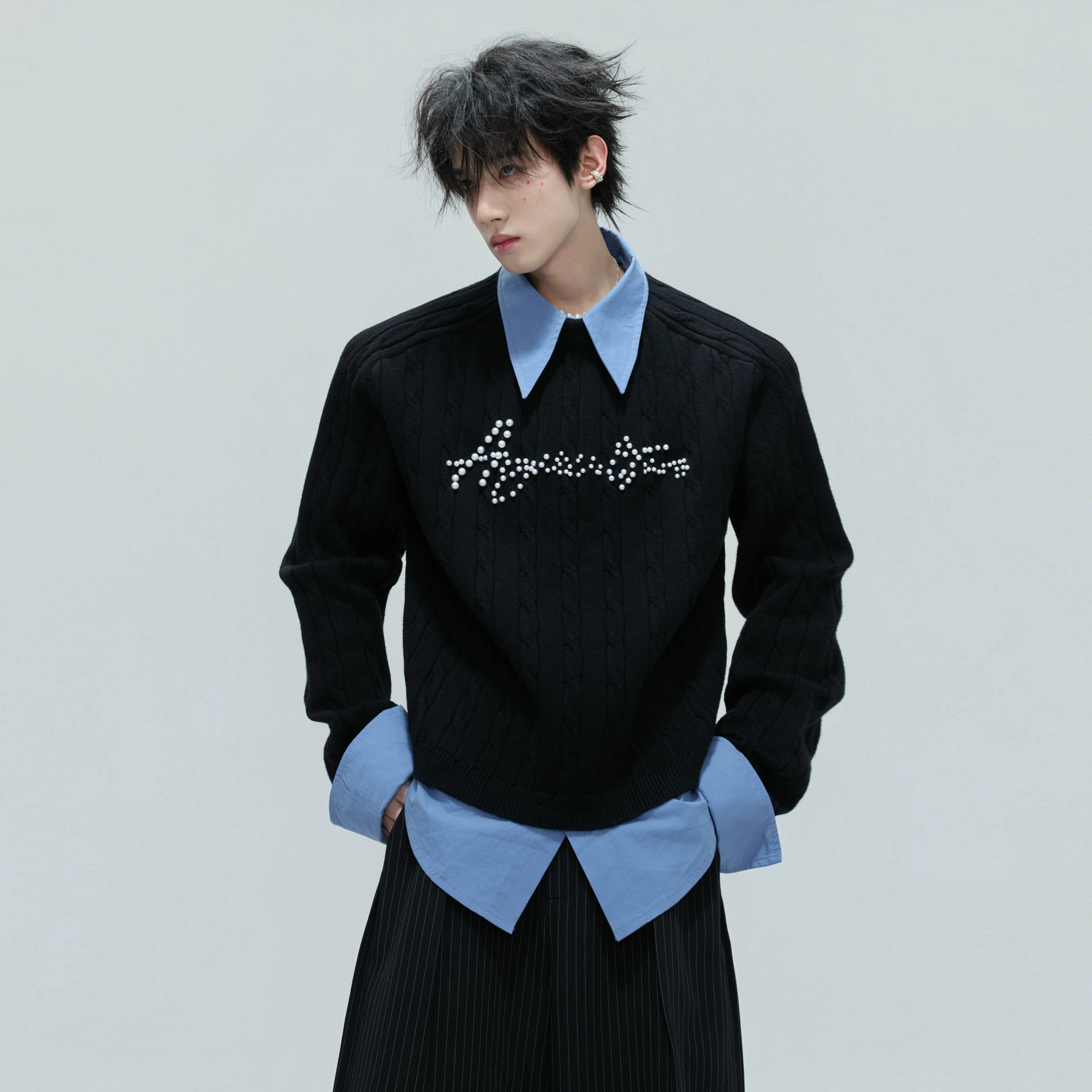 Pearl-Logo Two-Piece Wool-Blend Knit Sweater - main image 1