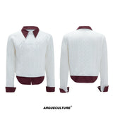 Pearl-Logo Two-Piece Wool-Blend Knit Sweater - White Top