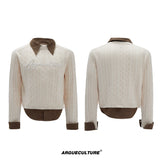 Pearl-Logo Two-Piece Wool-Blend Knit Sweater - Khaki Top