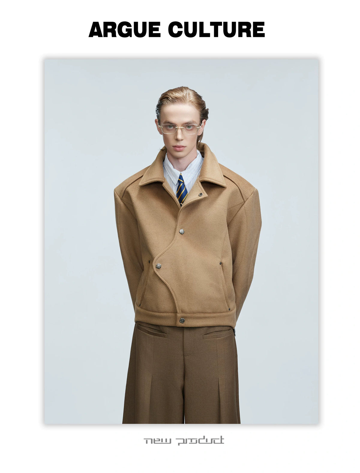Asymmetric Wool-Alpaca Short Jacket | Black/Brown - description image 1