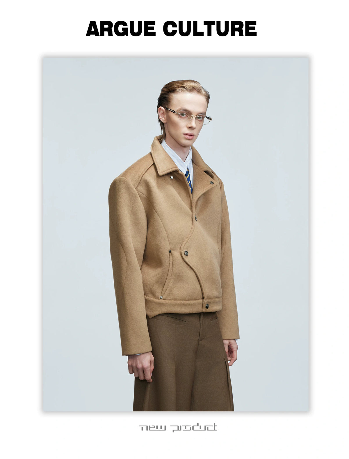Asymmetric Wool-Alpaca Short Jacket | Black/Brown - description image 2