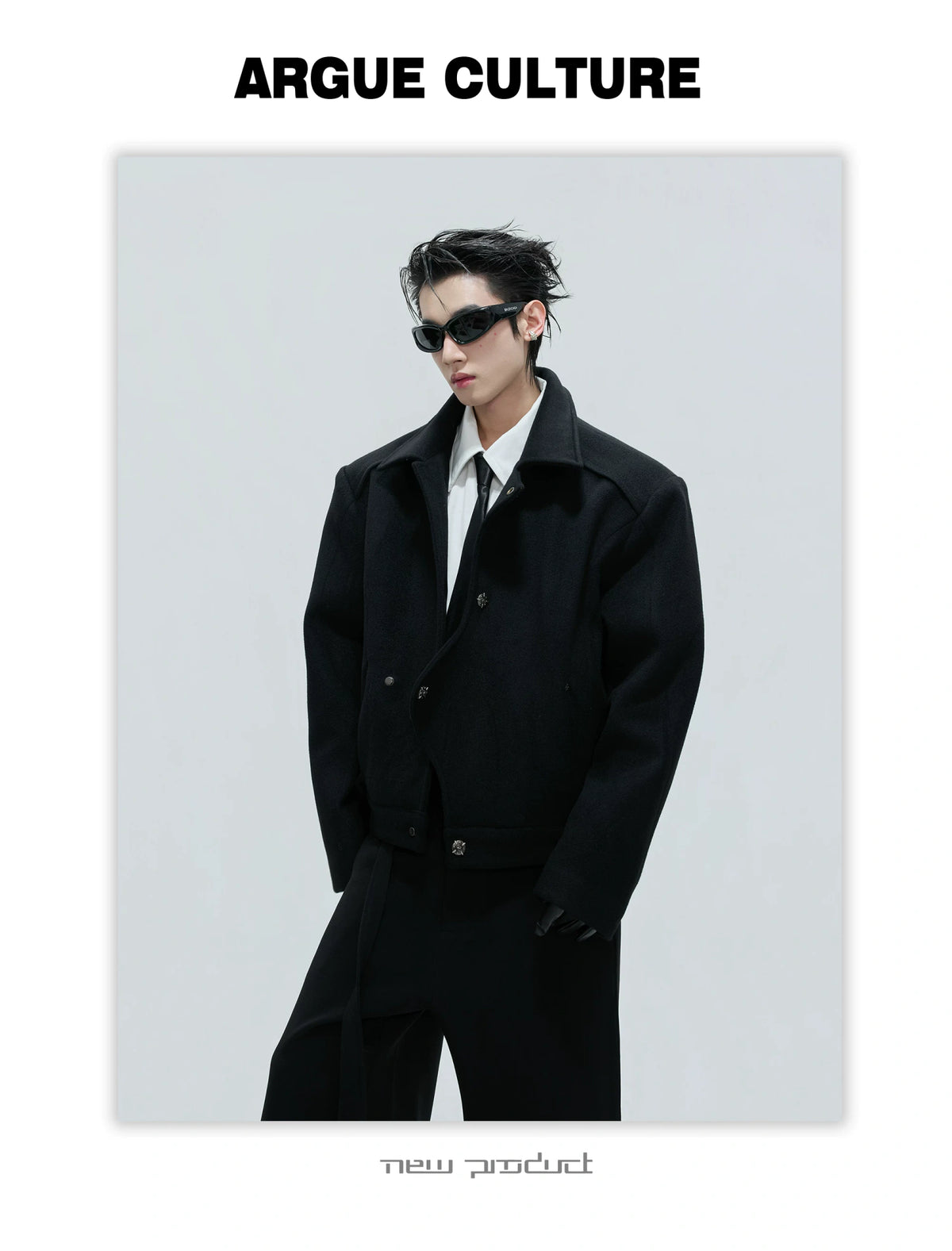 Asymmetric Wool-Alpaca Short Jacket | Black/Brown - description image 4