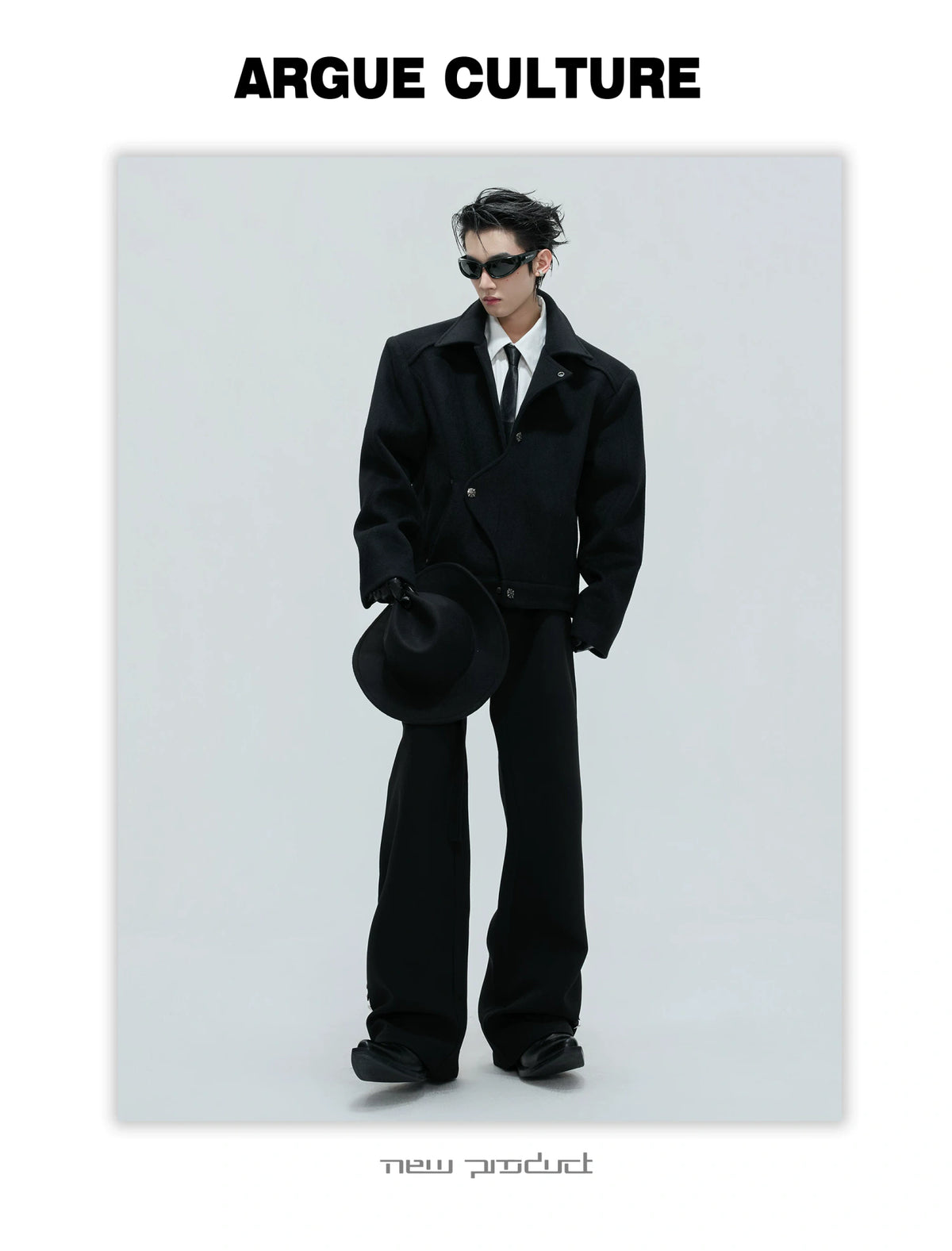Asymmetric Wool-Alpaca Short Jacket | Black/Brown - description image 6