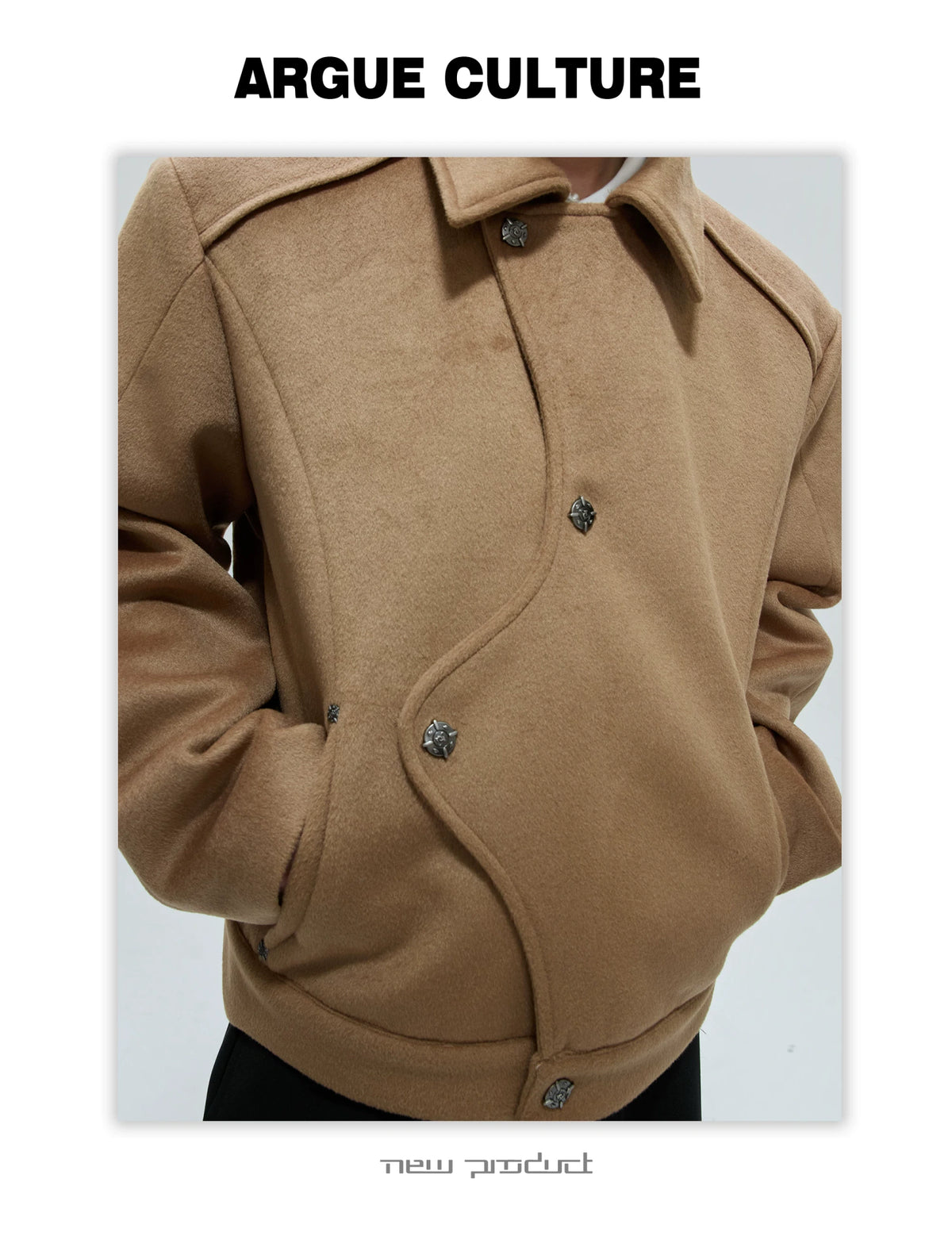 Asymmetric Wool-Alpaca Short Jacket | Black/Brown - description image 10