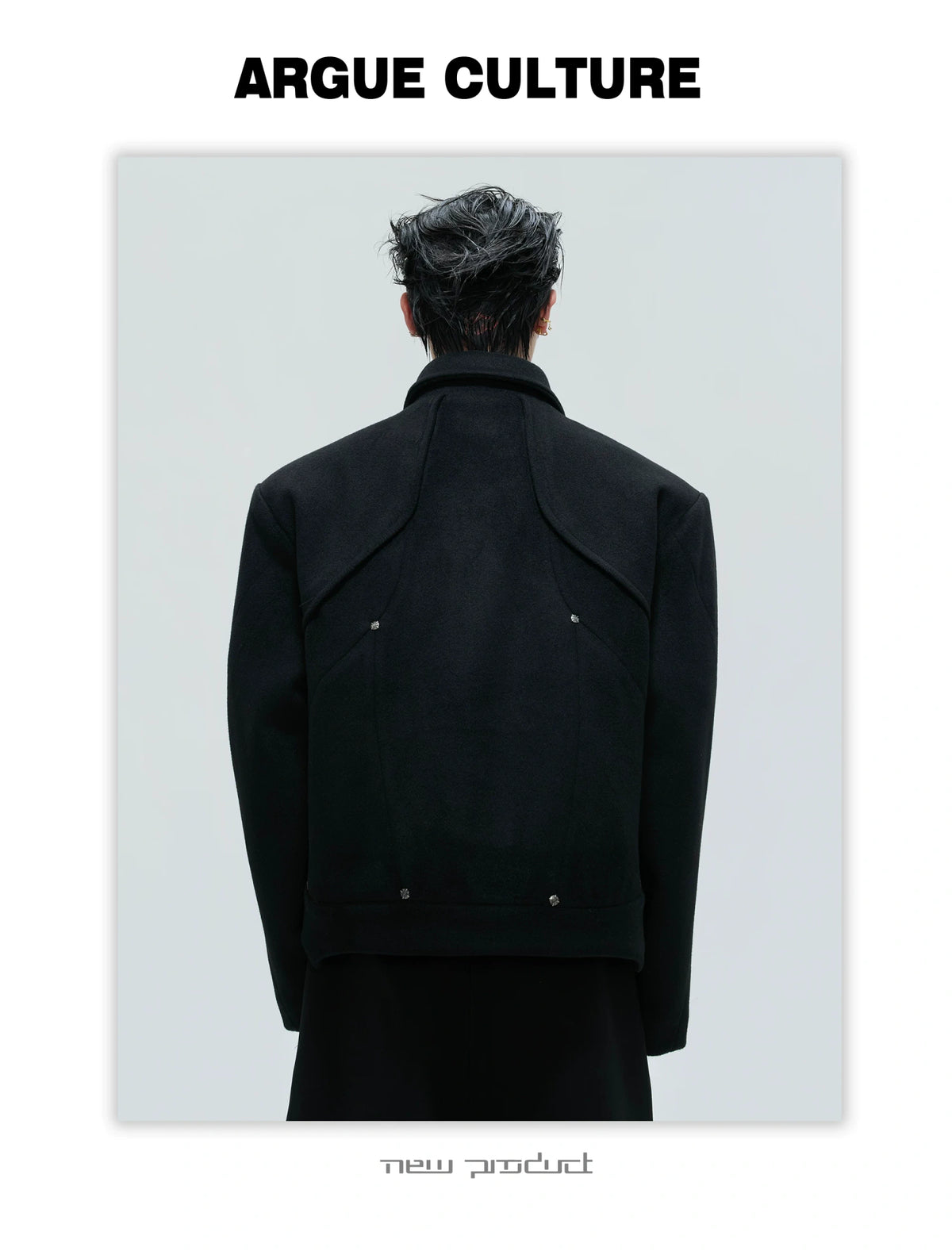 Asymmetric Wool-Alpaca Short Jacket | Black/Brown - description image 15