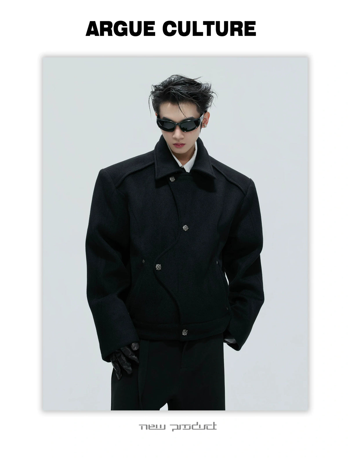 Asymmetric Wool-Alpaca Short Jacket | Black/Brown - description image 18