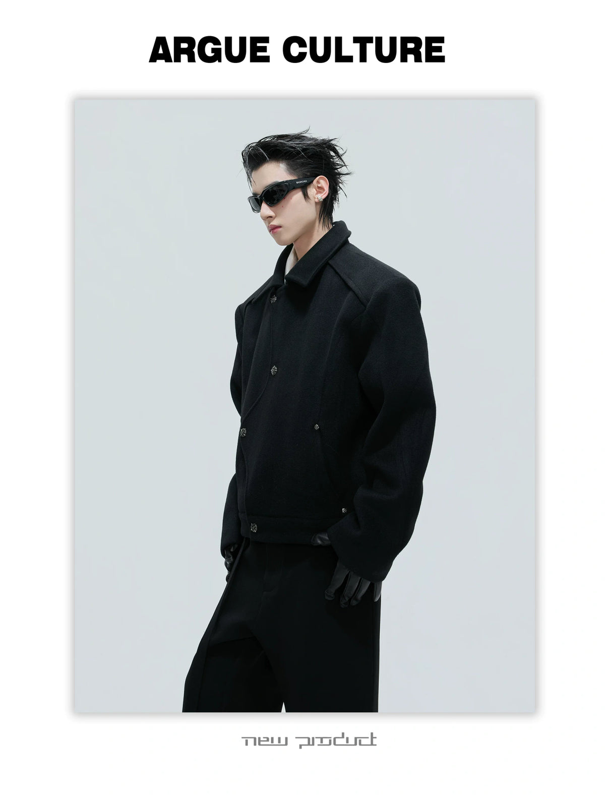 Asymmetric Wool-Alpaca Short Jacket | Black/Brown - description image 19