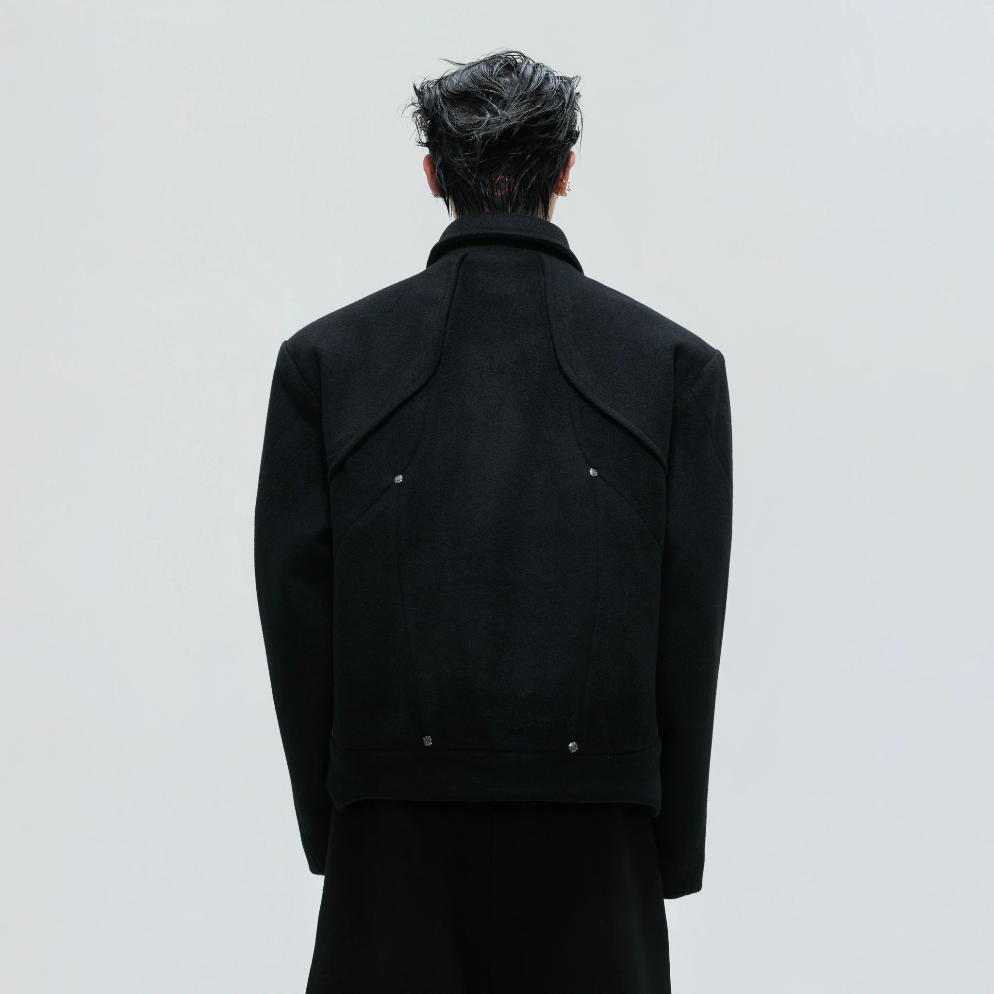 Asymmetric Wool-Alpaca Short Jacket | Black/Brown - main image 4