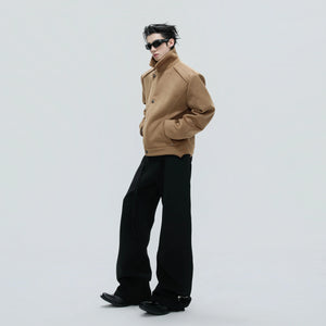 Asymmetric Wool-Alpaca Short Jacket | Black/Brown - main image 5