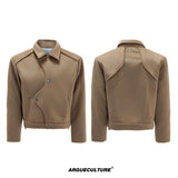Asymmetric Wool-Alpaca Short Jacket | Black/Brown - Brown Jacket