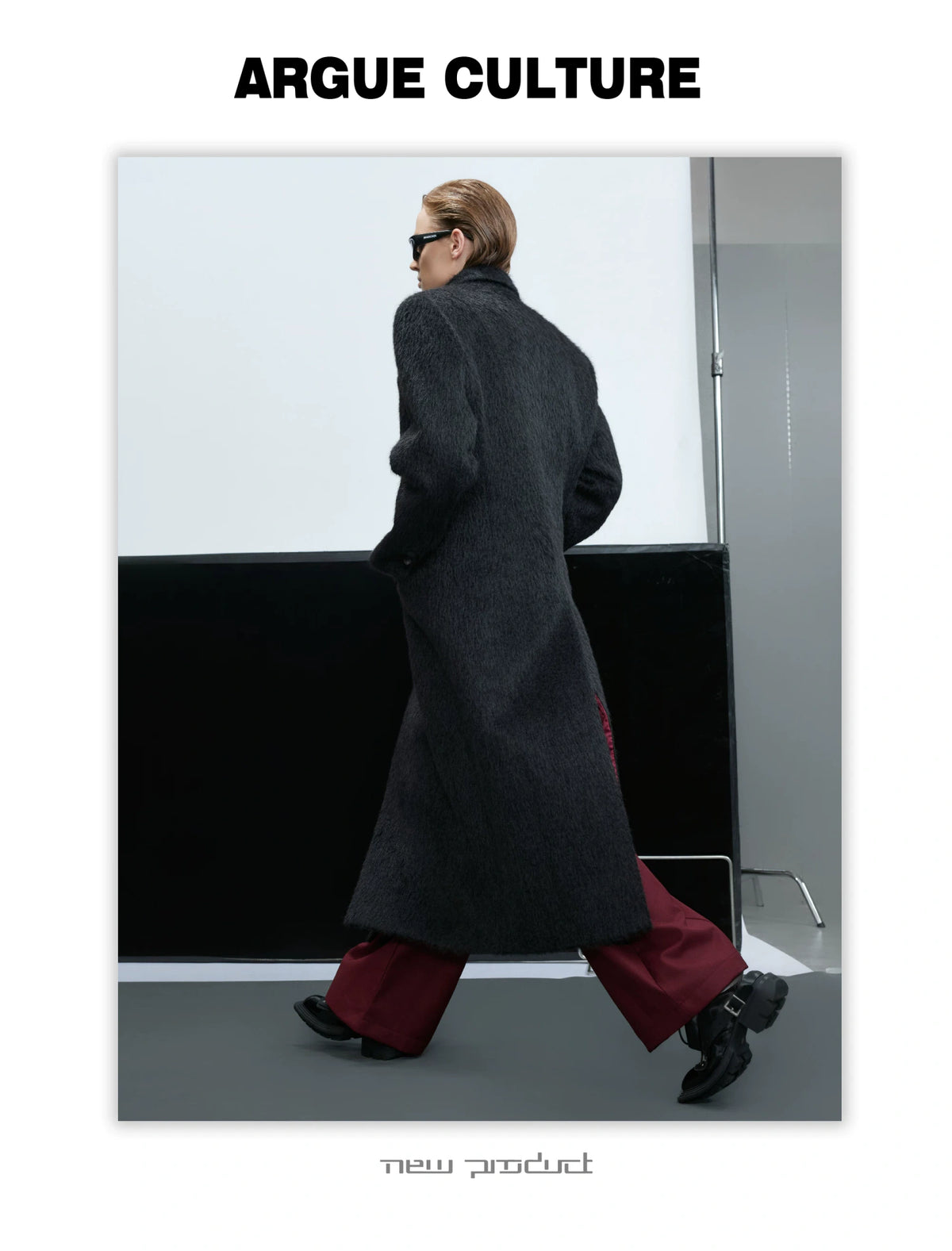Longline Double-Breasted Alpaca Wool Blend Coat - description image 3