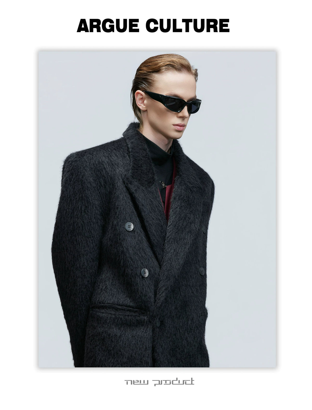 Longline Double-Breasted Alpaca Wool Blend Coat - description image 5