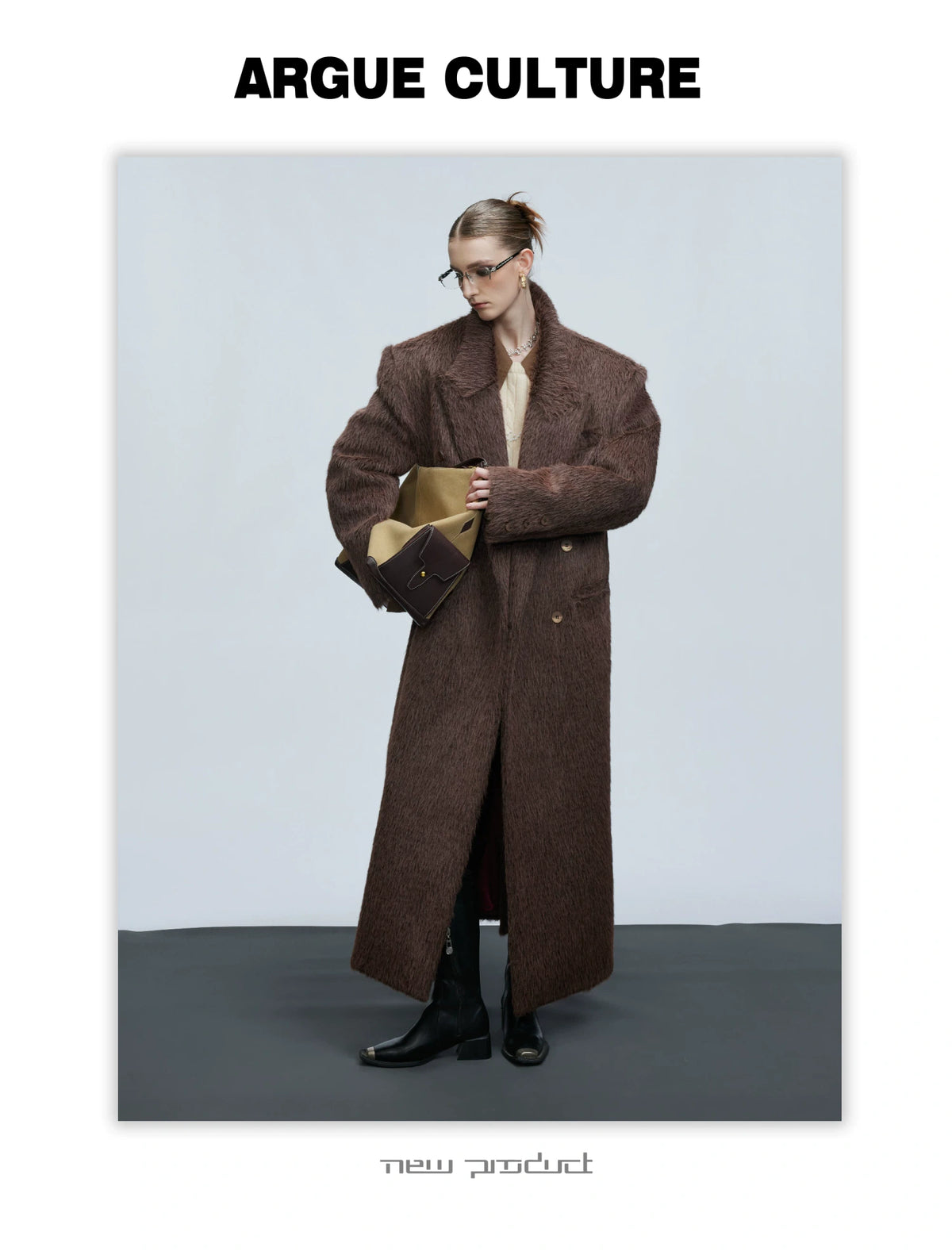Longline Double-Breasted Alpaca Wool Blend Coat - description image 8