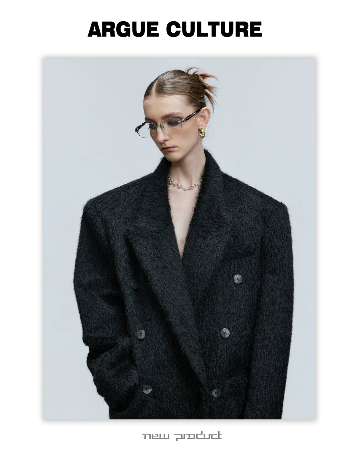 Longline Double-Breasted Alpaca Wool Blend Coat - description image 10