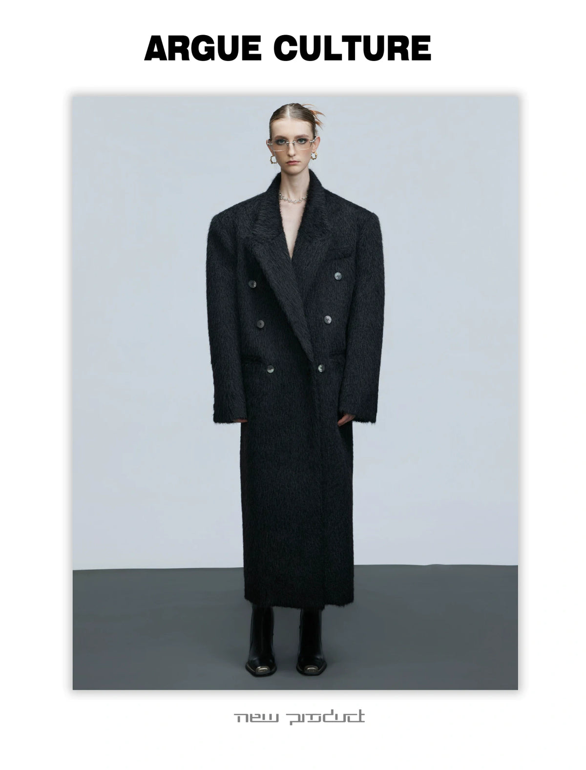 Longline Double-Breasted Alpaca Wool Blend Coat - description image 11