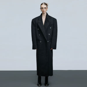 Longline Double-Breasted Alpaca Wool Blend Coat - main image 1