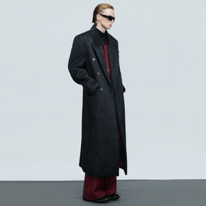 Longline Double-Breasted Alpaca Wool Blend Coat - main image 2