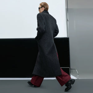 Longline Double-Breasted Alpaca Wool Blend Coat - main image 4