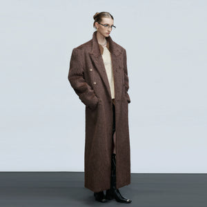 Longline Double-Breasted Alpaca Wool Blend Coat - main image 5