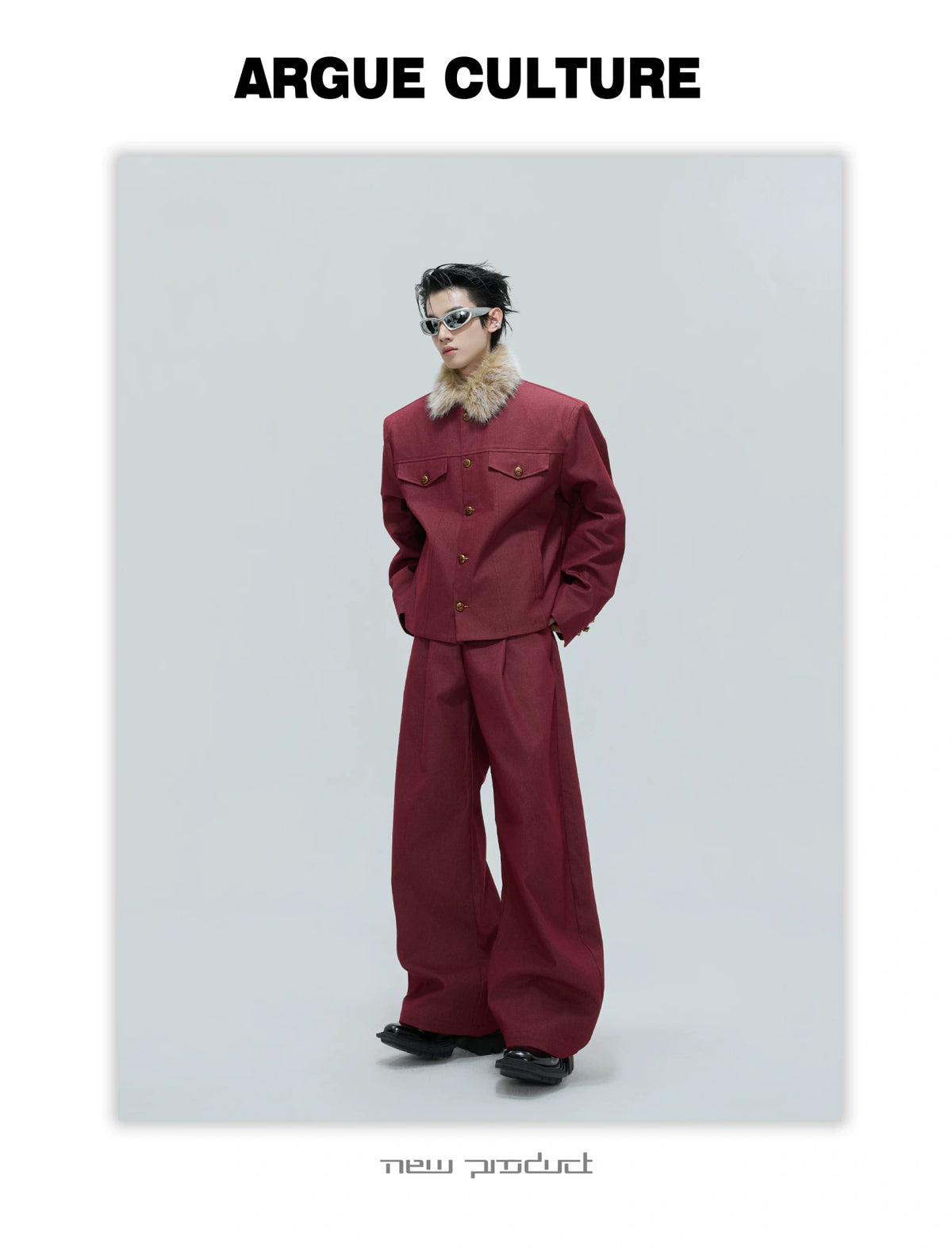 Cropped Stand-Collar Cotton-Wool Jacket Set - description image 13