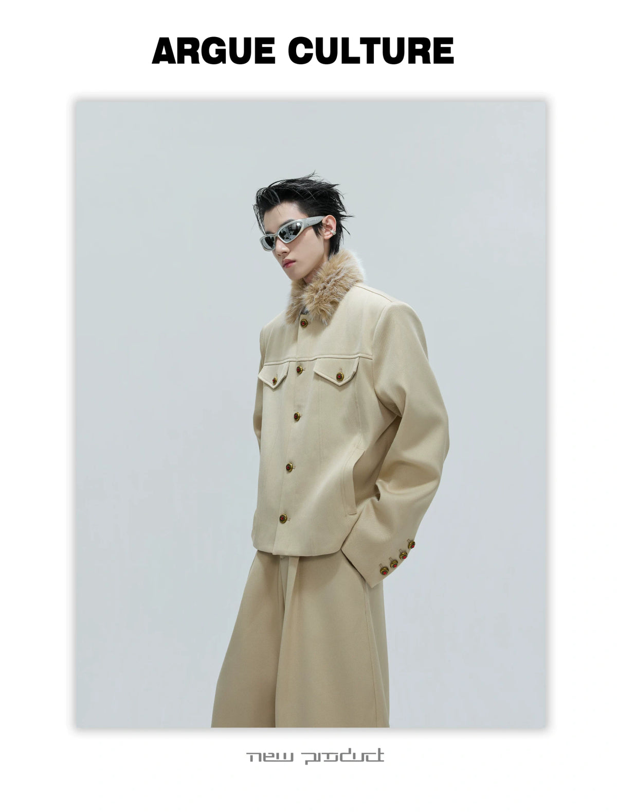 Cropped Stand-Collar Cotton-Wool Jacket Set - description image 17