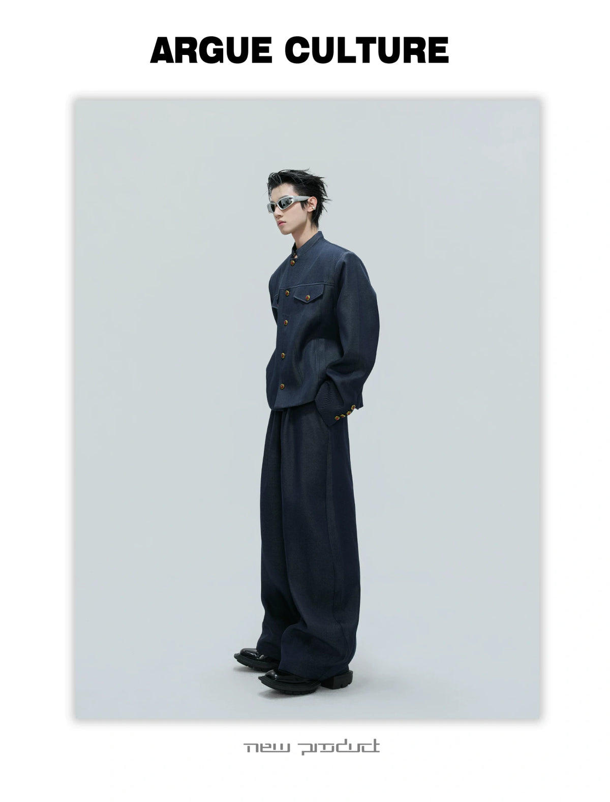 Cropped Stand-Collar Cotton-Wool Jacket Set - description image 21