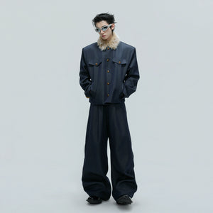 Cropped Stand-Collar Cotton-Wool Jacket Set - main image 3