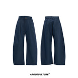 Cropped Stand-Collar Cotton-Wool Jacket Set - Blue Pants